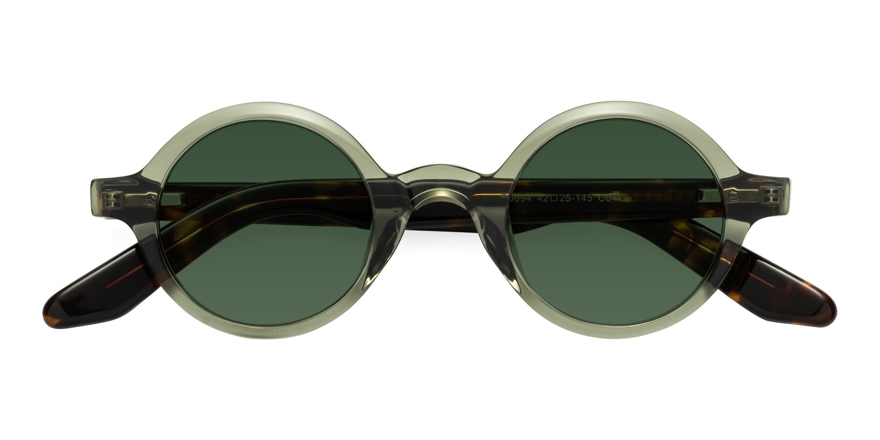 Folded Front of School in Green-Tortoise with Green Tinted Lenses