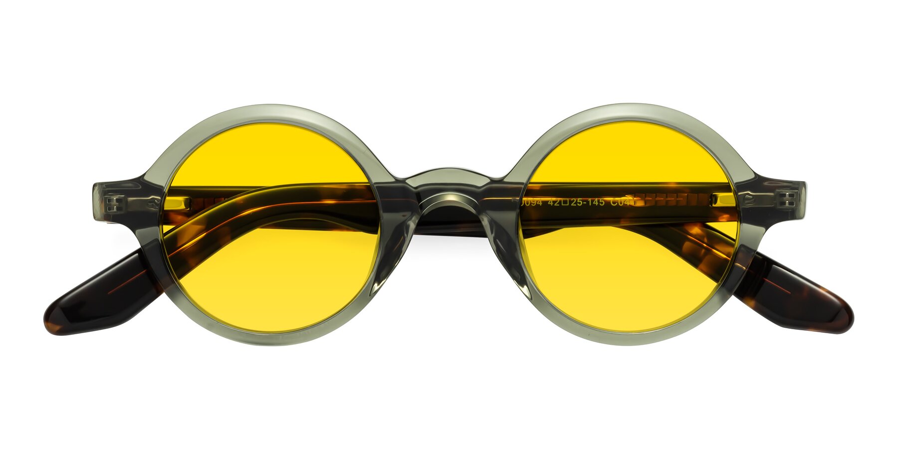 Folded Front of School in Green-Tortoise with Yellow Tinted Lenses