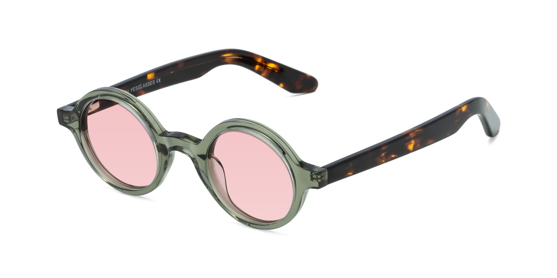 Angle of School in Green-Tortoise with Light Garnet Tinted Lenses