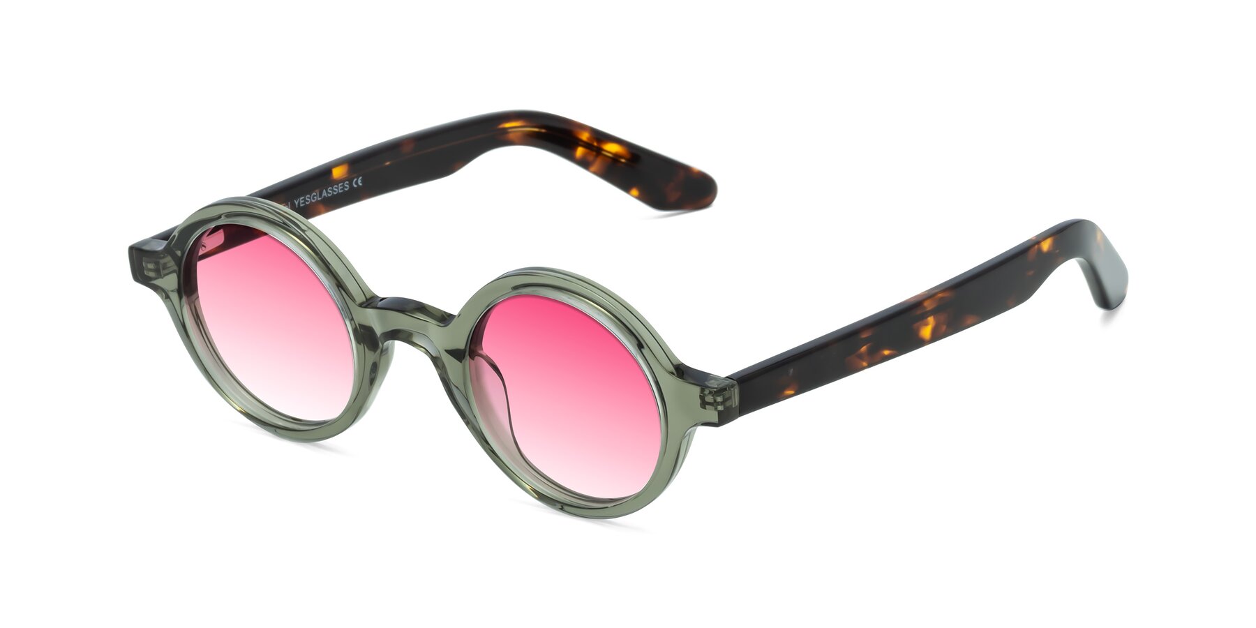 Angle of School in Green-Tortoise with Pink Gradient Lenses