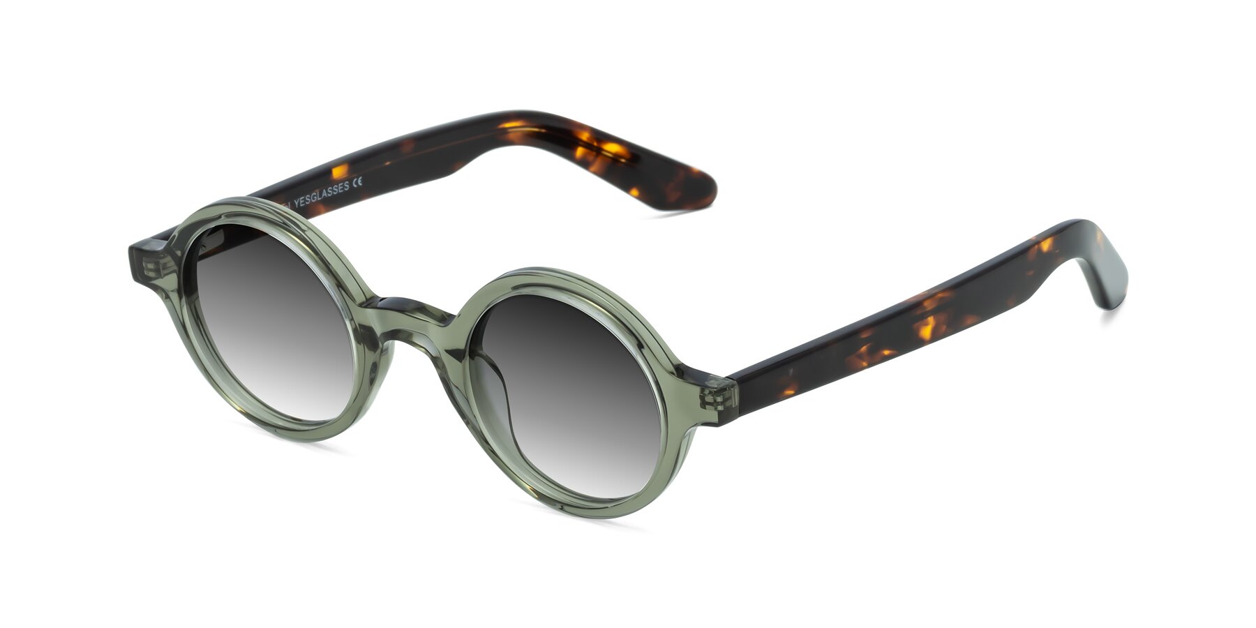 Angle of School in Green-Tortoise with Gray Gradient Lenses