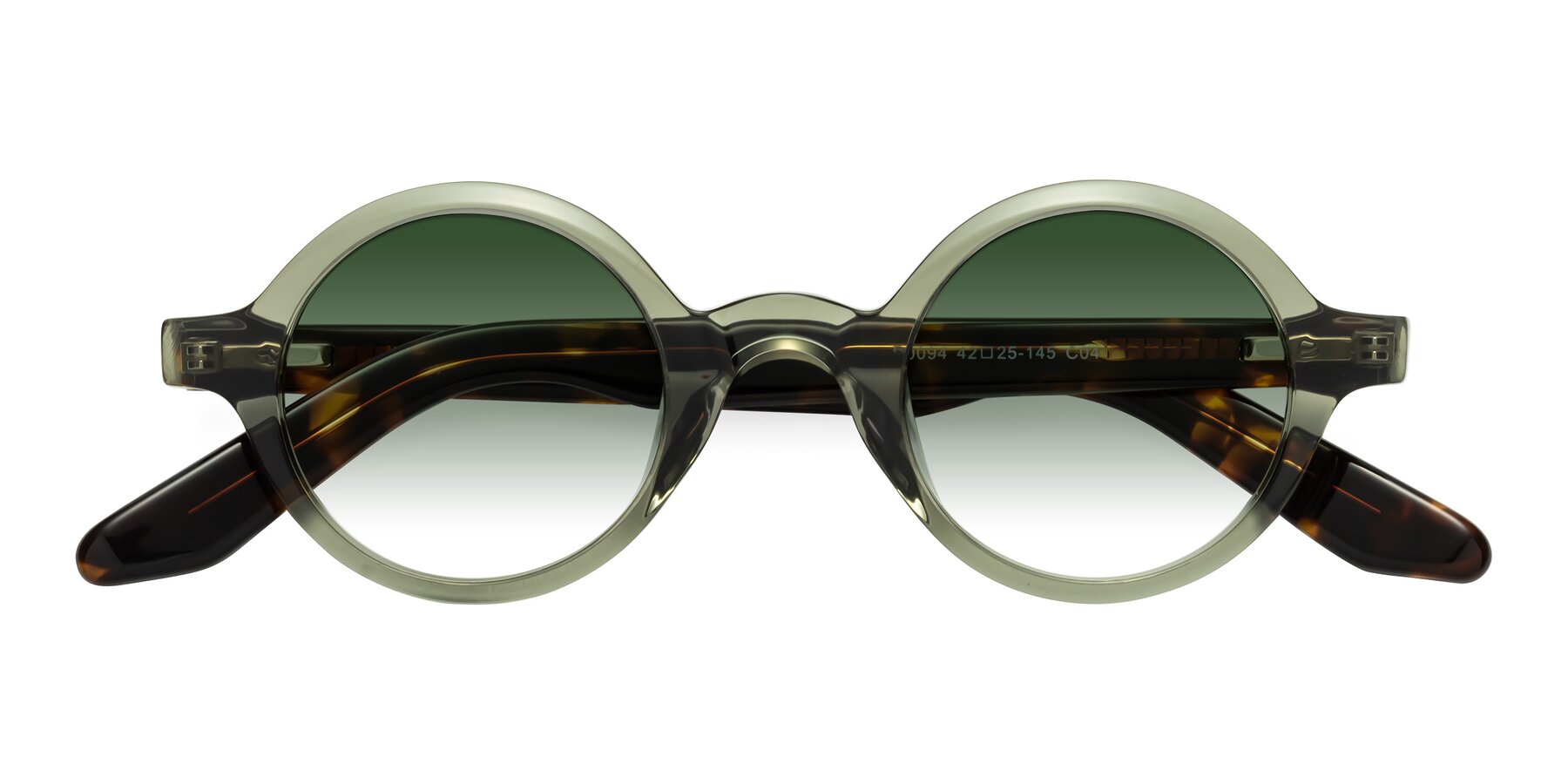 Folded Front of School in Green-Tortoise with Green Gradient Lenses