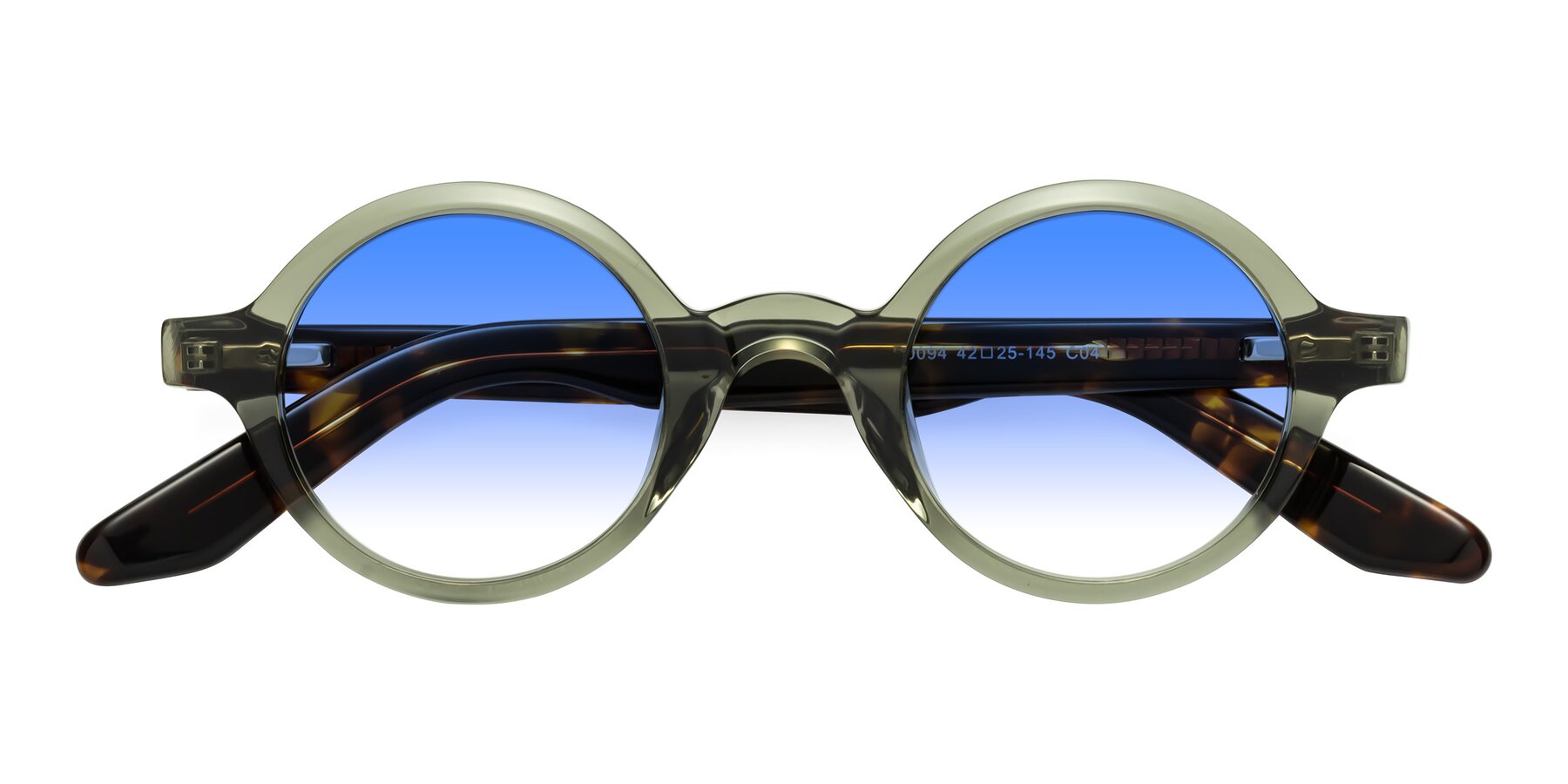 Folded Front of School in Green-Tortoise with Blue Gradient Lenses