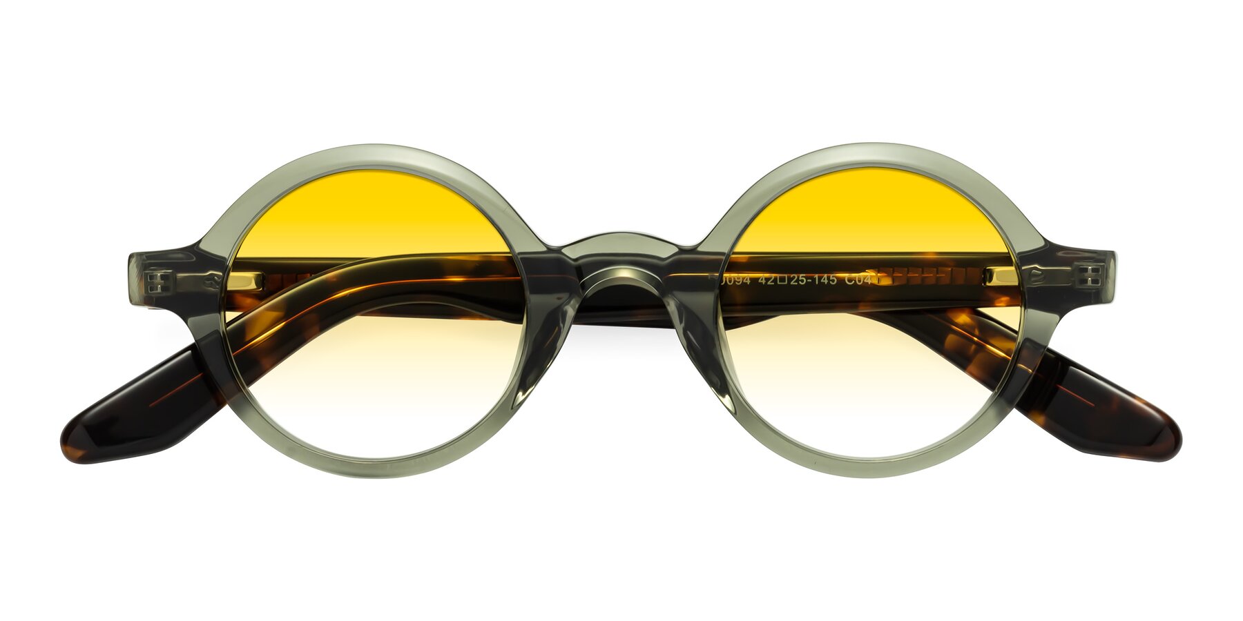 Folded Front of School in Green-Tortoise with Yellow Gradient Lenses