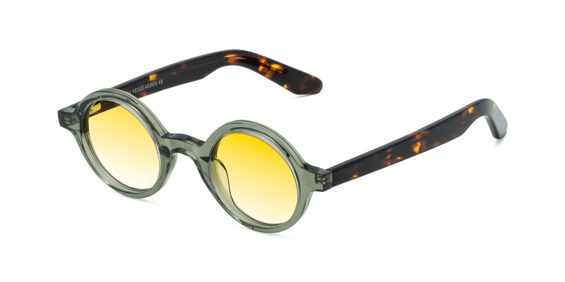 Angle of School in Green-Tortoise with Yellow Gradient Lenses