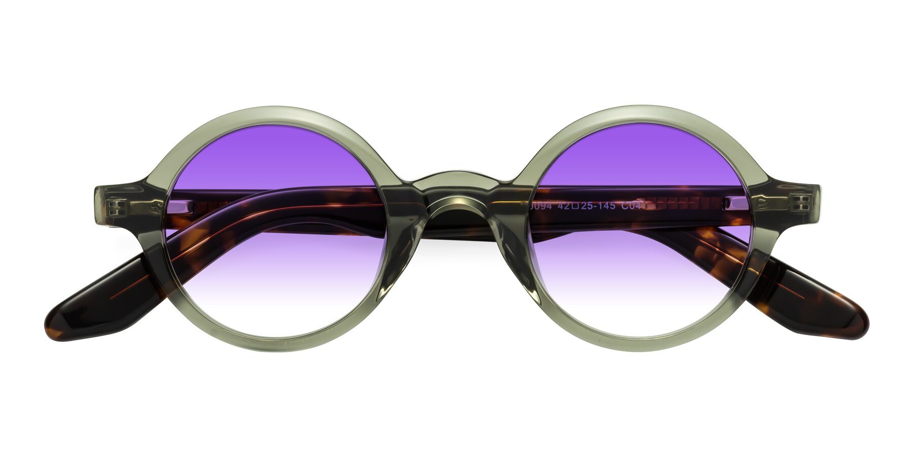 Folded Front of School in Green-Tortoise with Purple Gradient Lenses