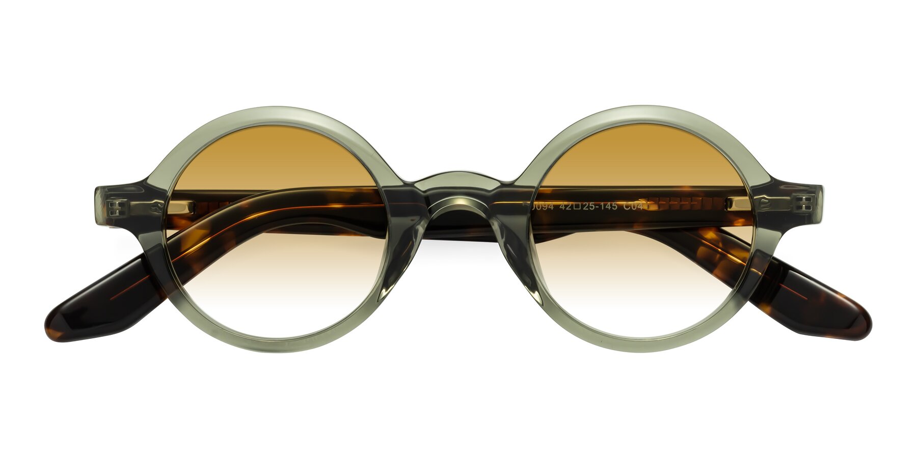 Folded Front of School in Green-Tortoise with Champagne Gradient Lenses
