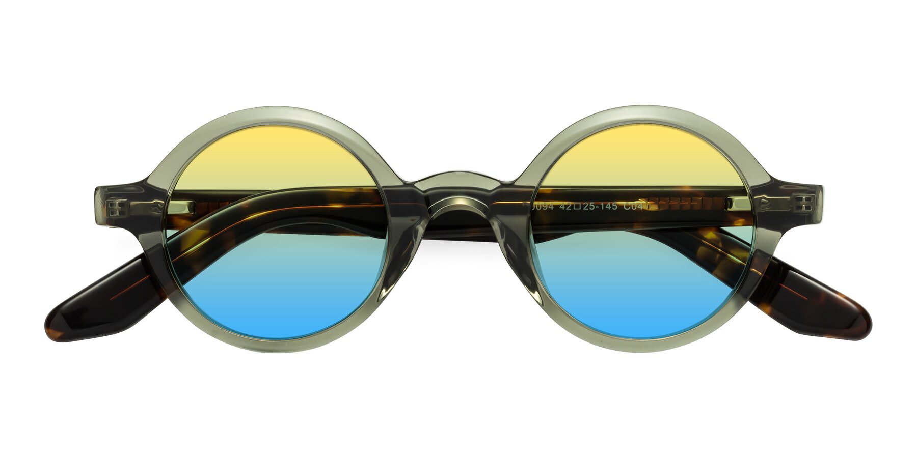 Folded Front of School in Green-Tortoise with Yellow / Blue Gradient Lenses