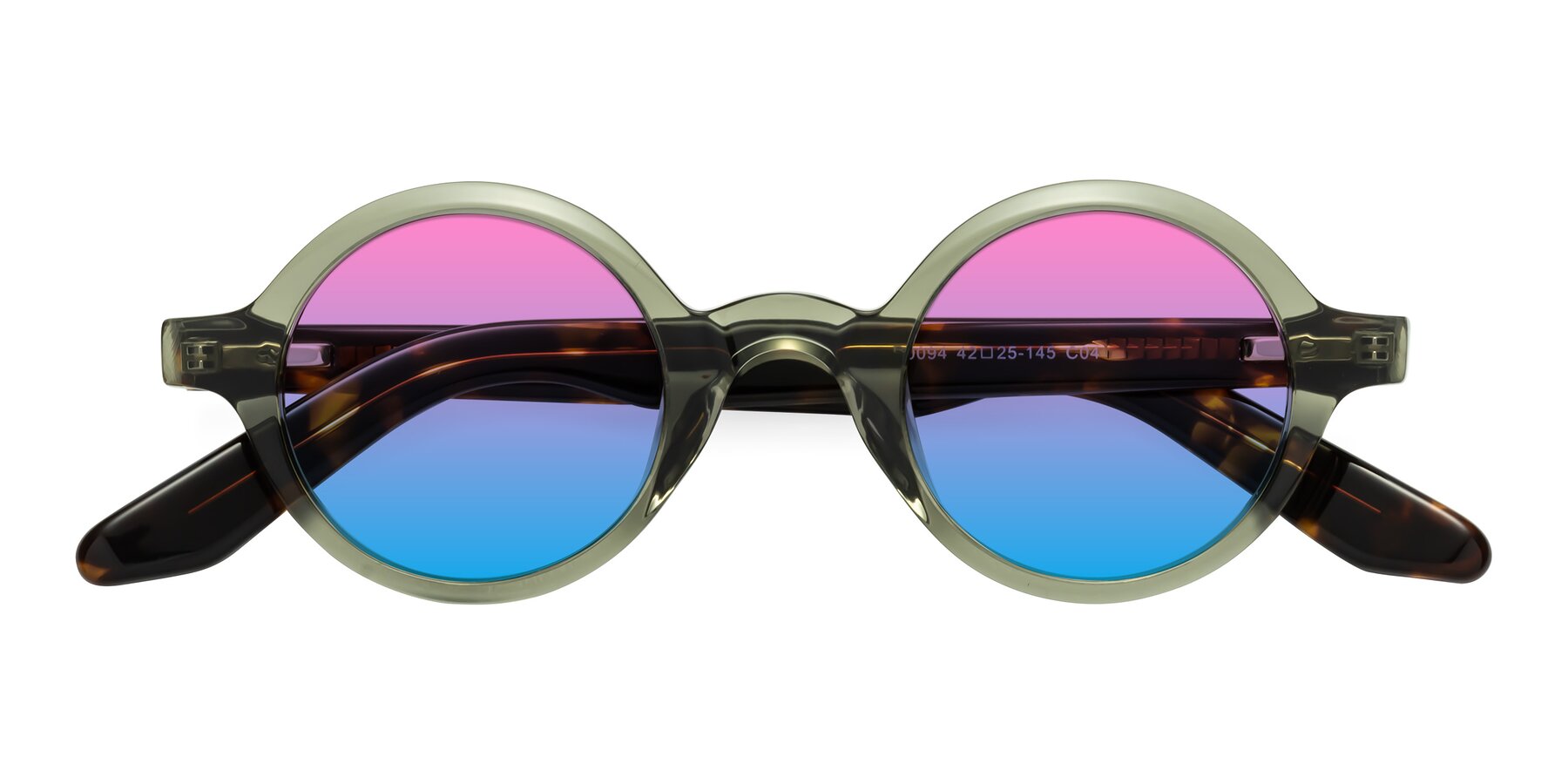 Folded Front of School in Green-Tortoise with Pink / Blue Gradient Lenses