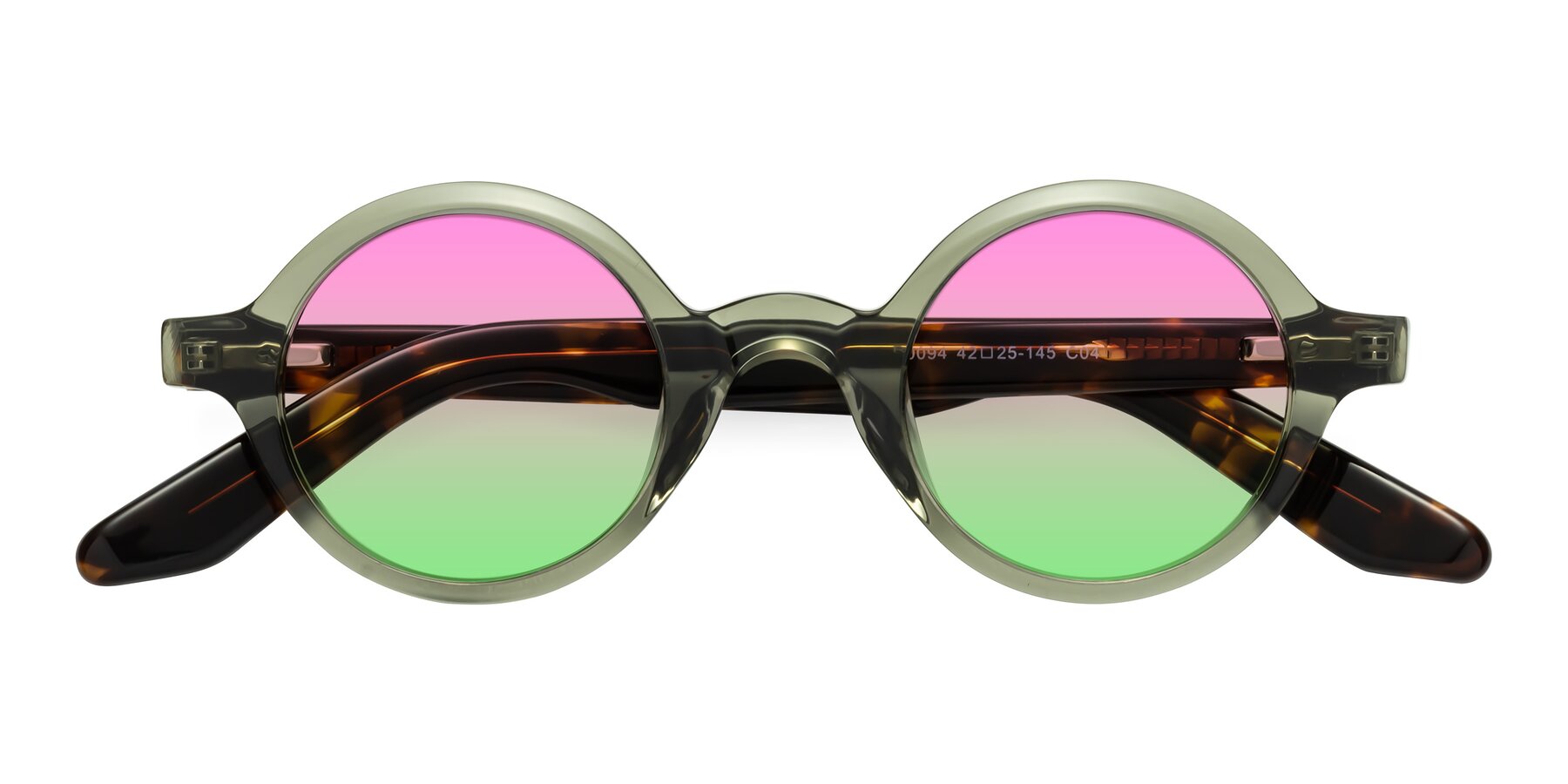 Folded Front of School in Green-Tortoise with Pink / Green Gradient Lenses