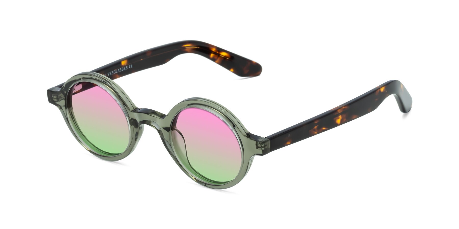 Angle of School in Green-Tortoise with Pink / Green Gradient Lenses