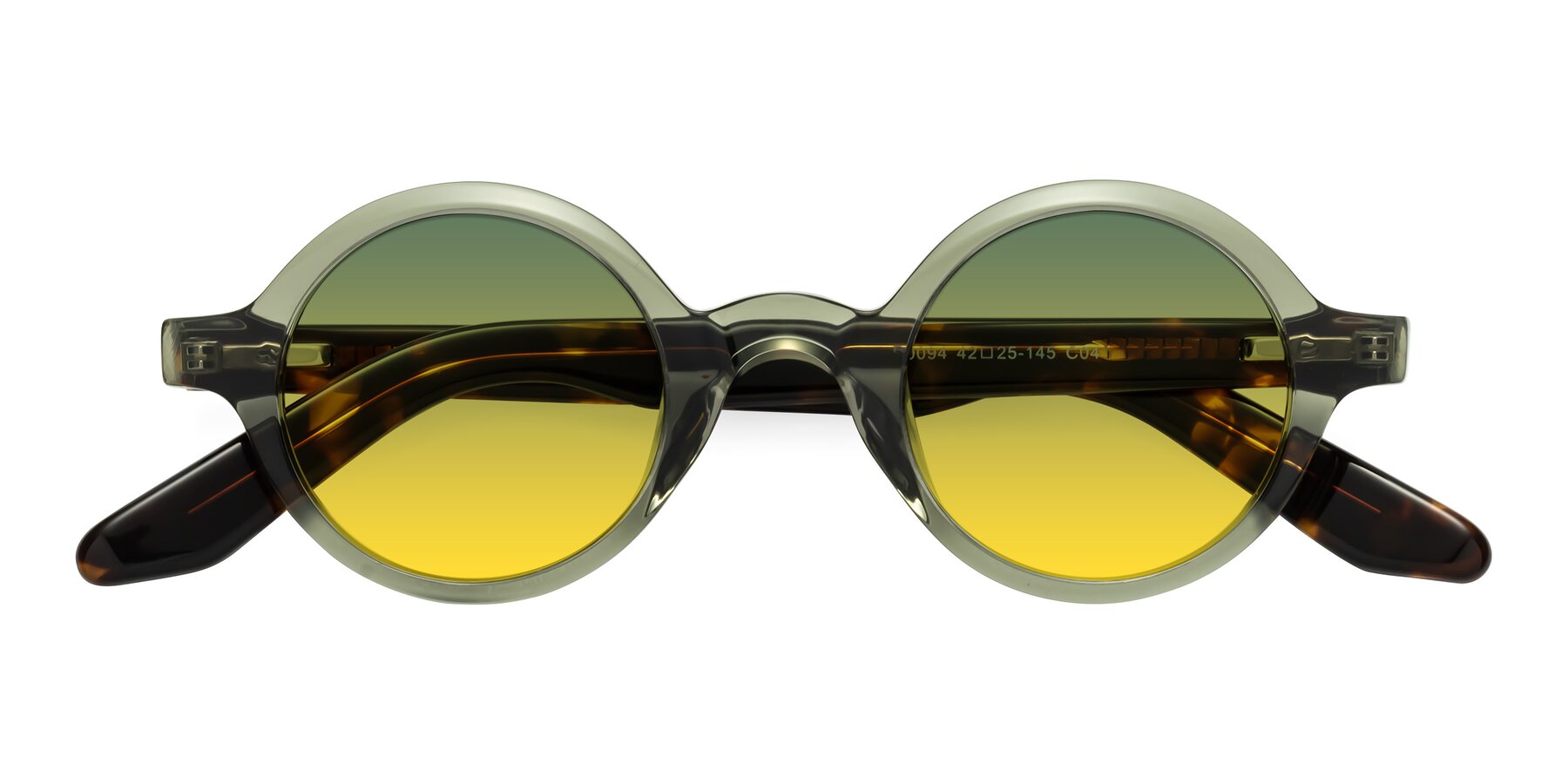 Folded Front of School in Green-Tortoise with Green / Yellow Gradient Lenses