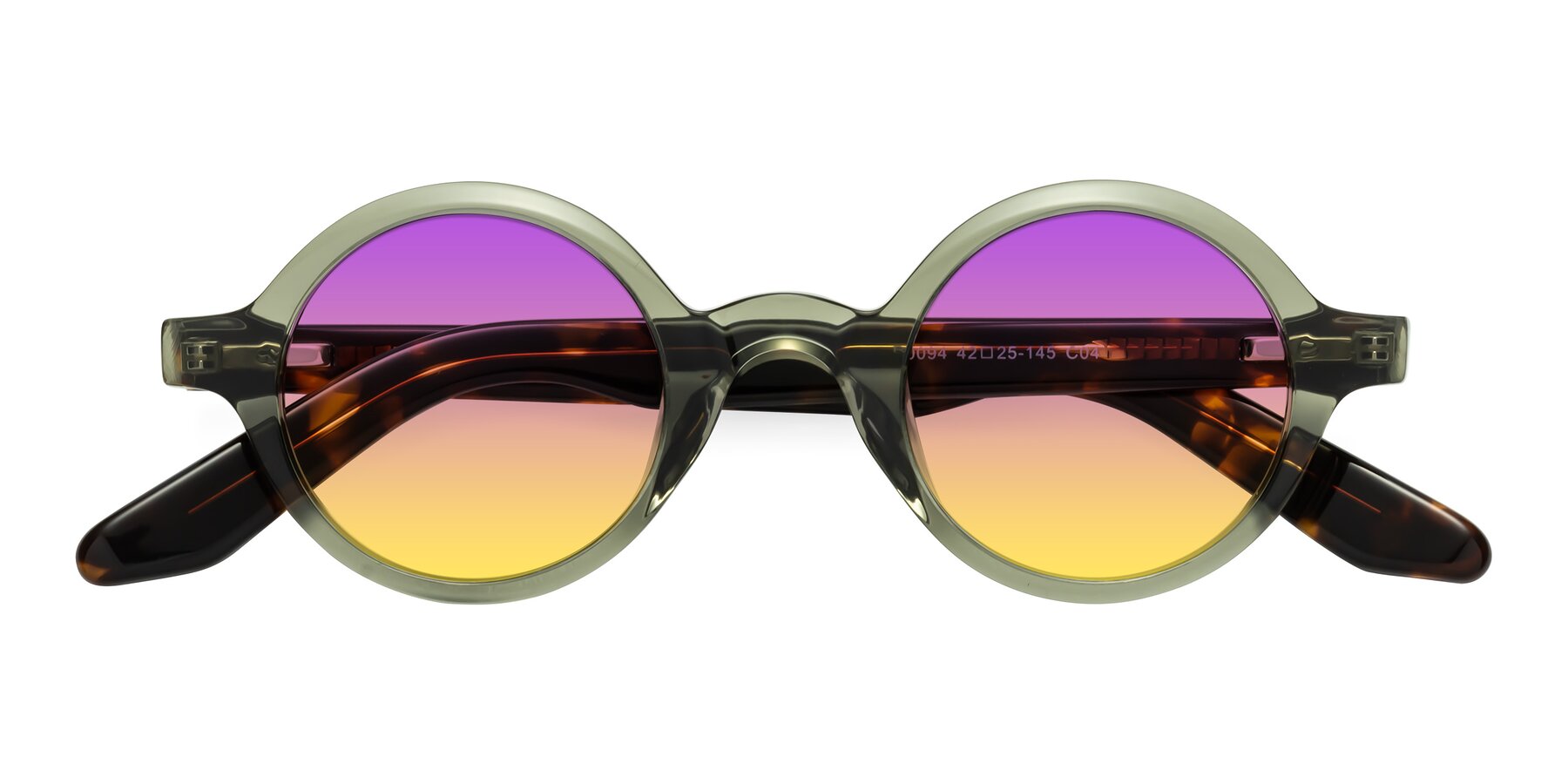 Folded Front of School in Green-Tortoise with Purple / Yellow Gradient Lenses