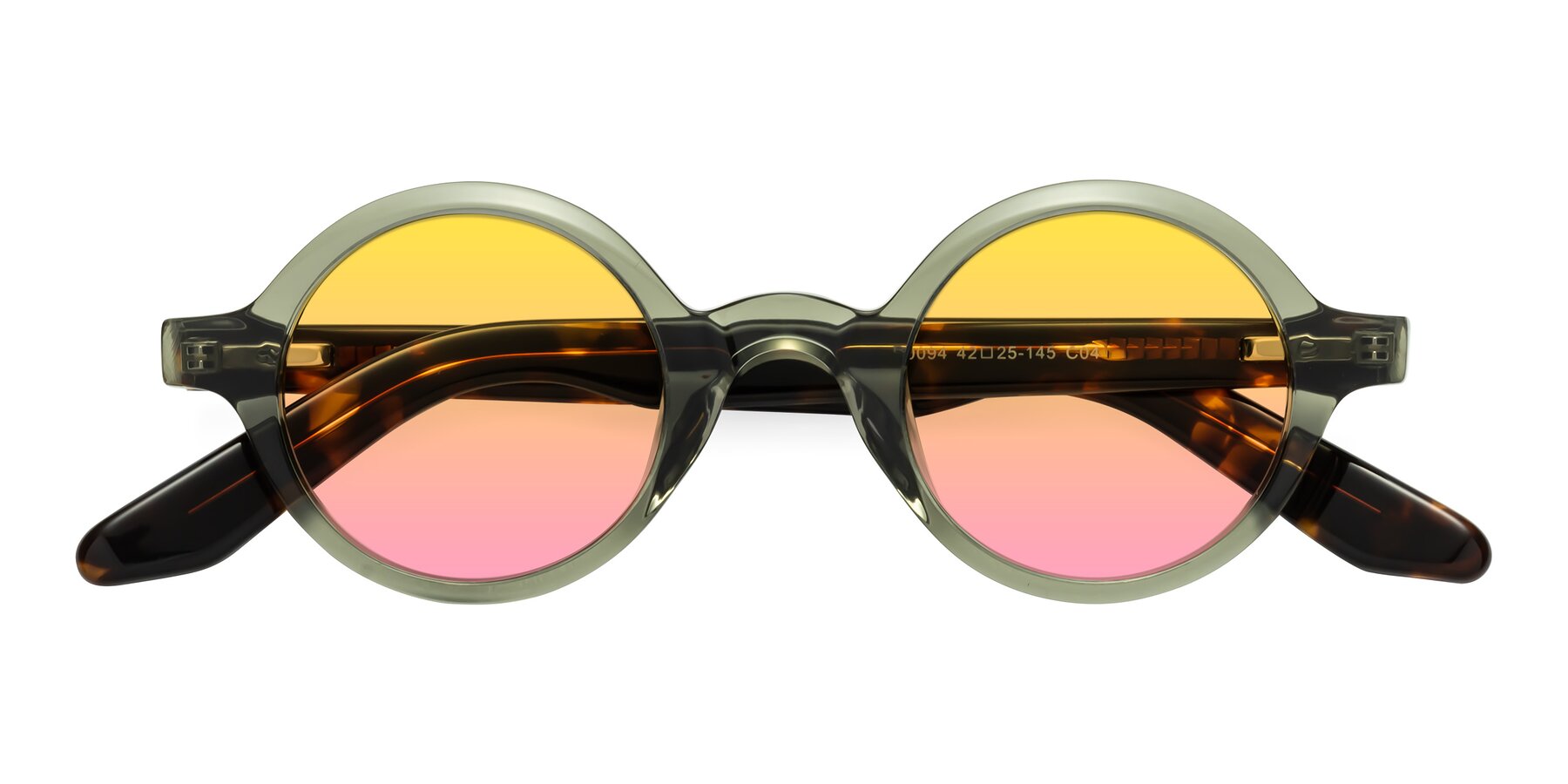 Folded Front of School in Green-Tortoise with Yellow / Pink Gradient Lenses