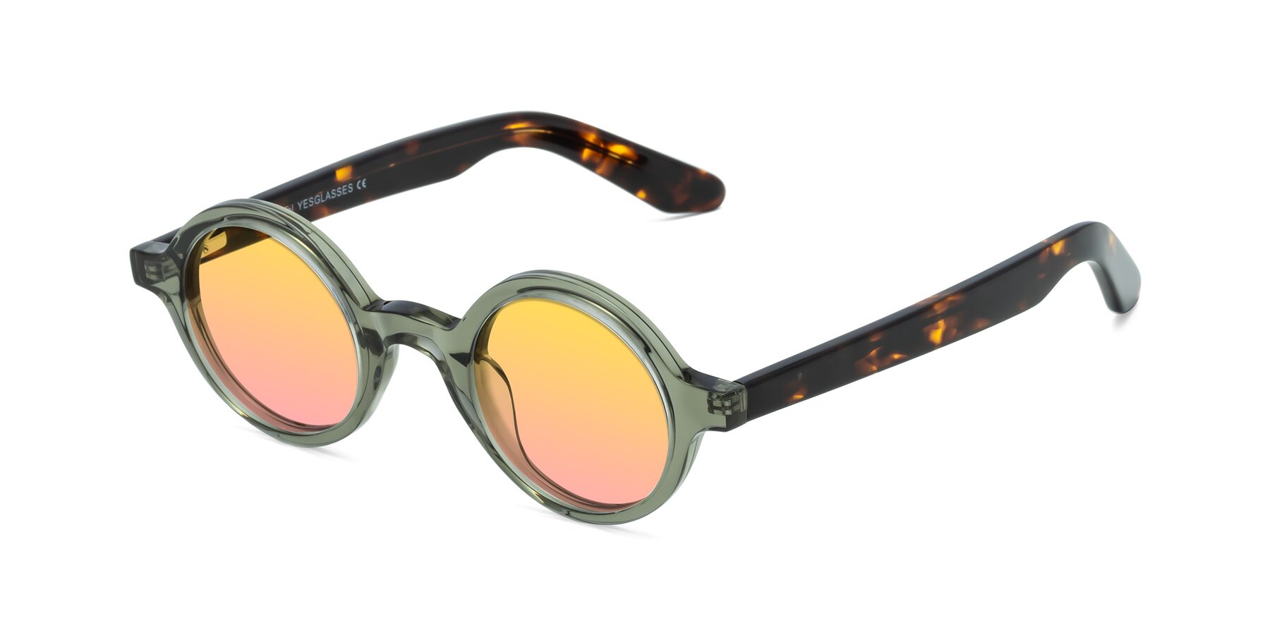 Angle of School in Green-Tortoise with Yellow / Pink Gradient Lenses