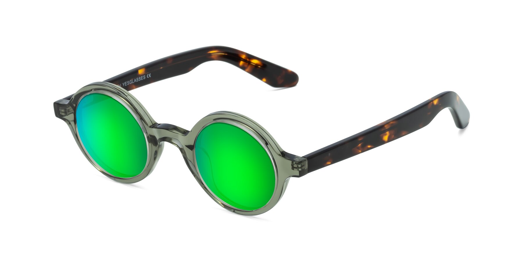 Angle of School in Green-Tortoise with Green Mirrored Lenses