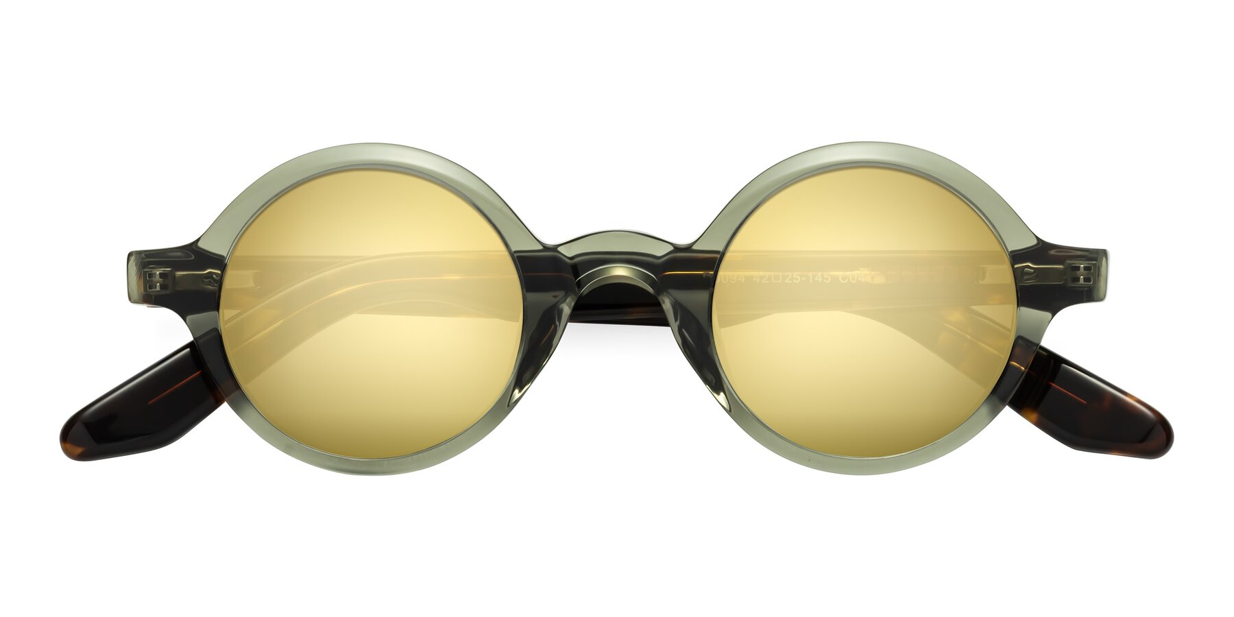 Folded Front of School in Green-Tortoise with Gold Mirrored Lenses