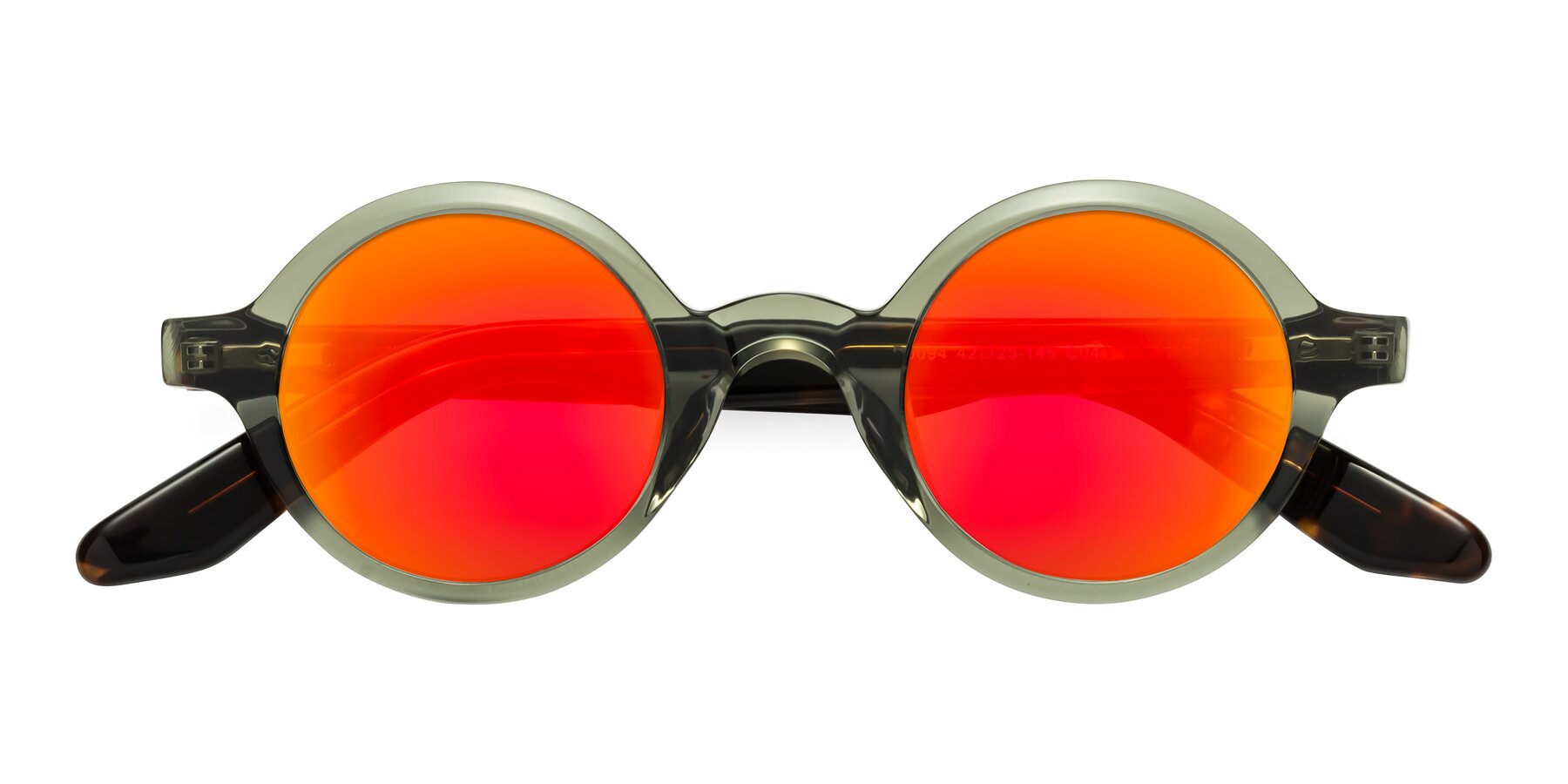 Folded Front of School in Green-Tortoise with Red Gold Mirrored Lenses
