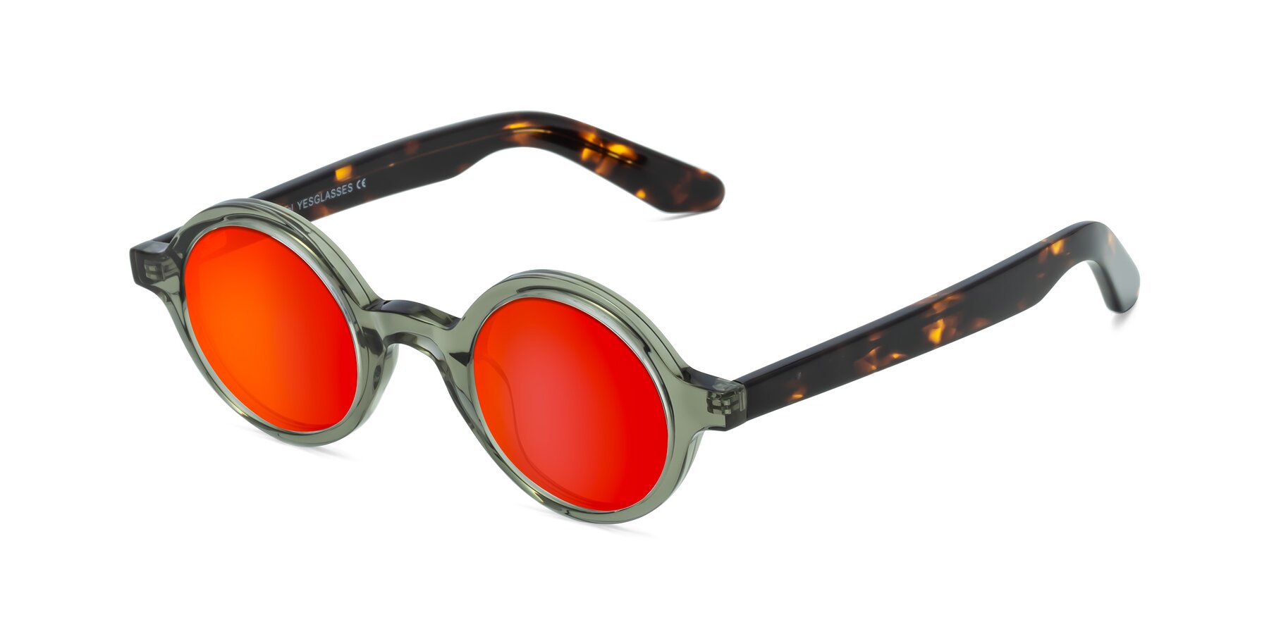 Angle of School in Green-Tortoise with Red Gold Mirrored Lenses