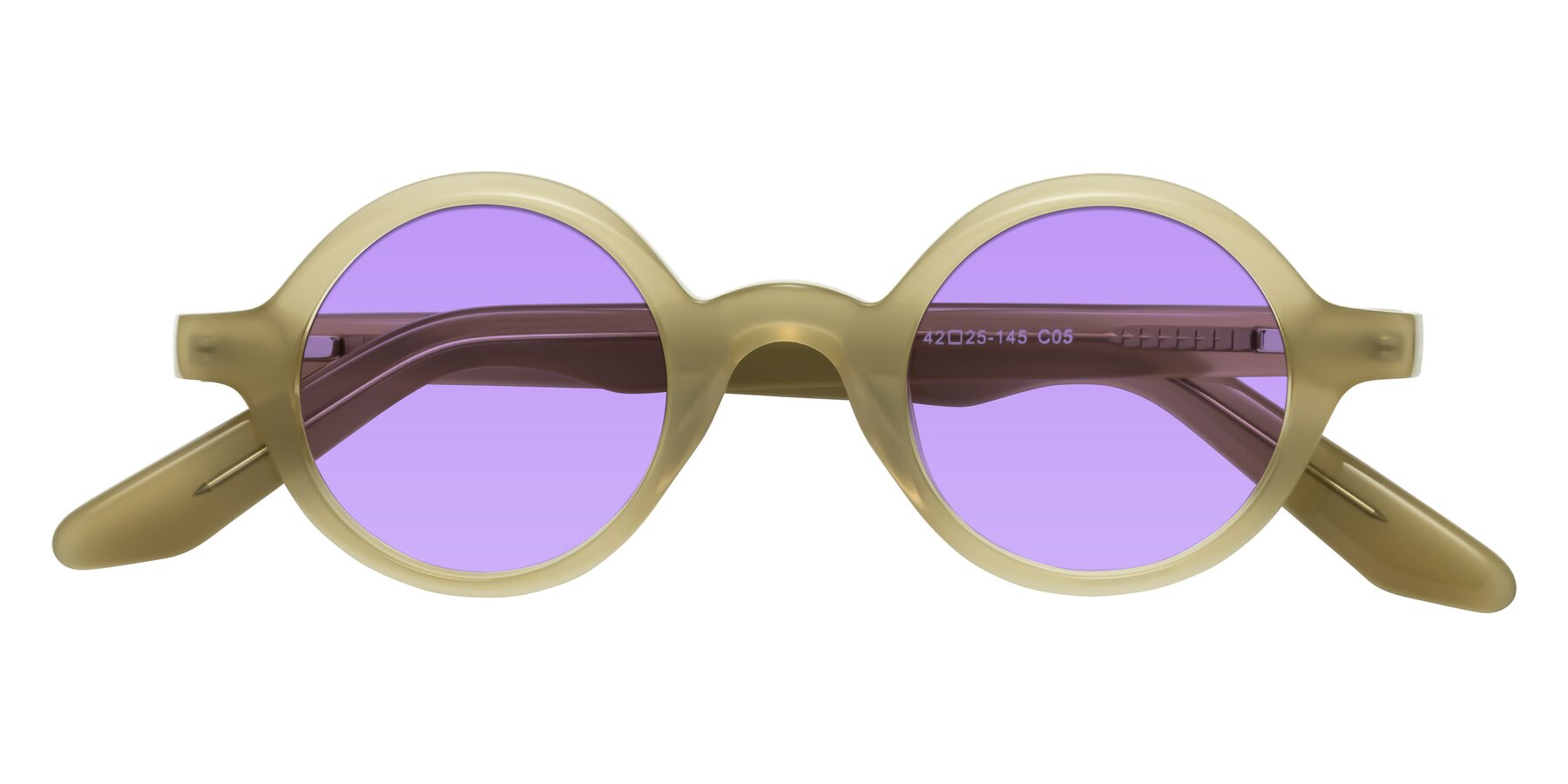 Folded Front of School in Sand with Medium Purple Tinted Lenses