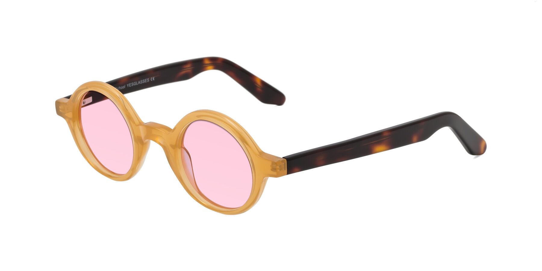 Angle of School in Light Orange with Light Pink Tinted Lenses