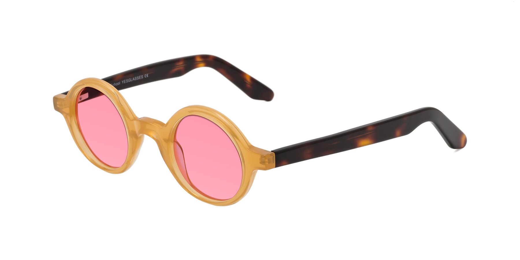 Angle of School in Light Orange with Pink Tinted Lenses