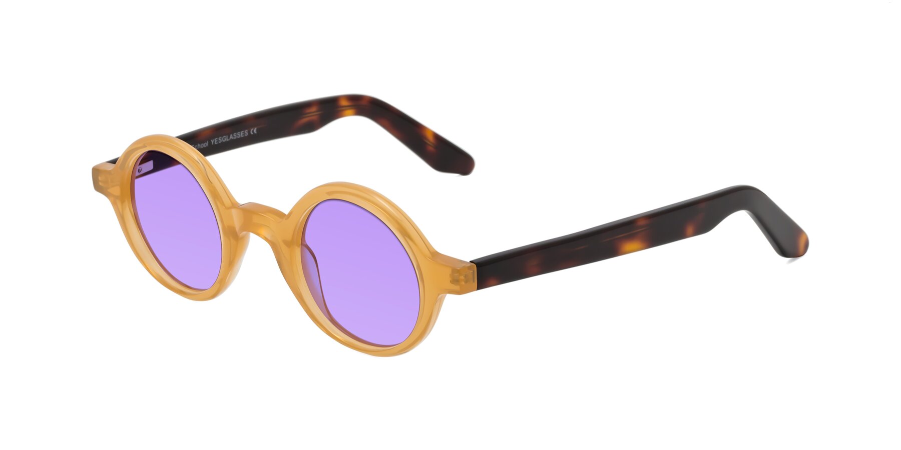 Angle of School in Light Orange with Medium Purple Tinted Lenses