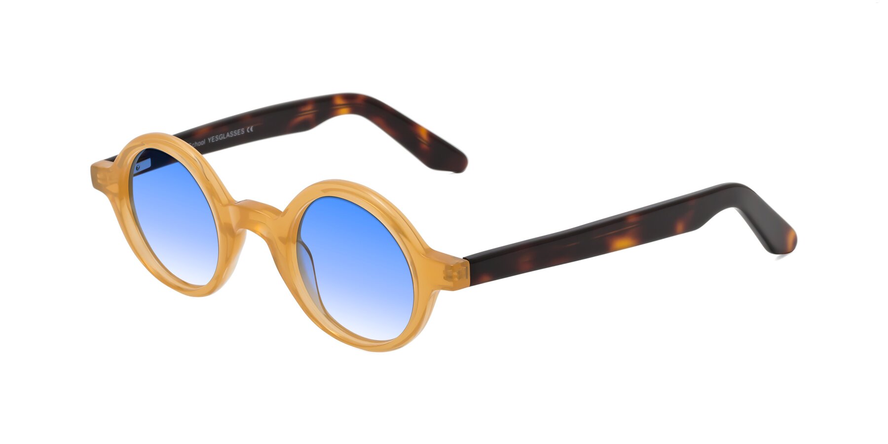 Angle of School in Light Orange with Blue Gradient Lenses