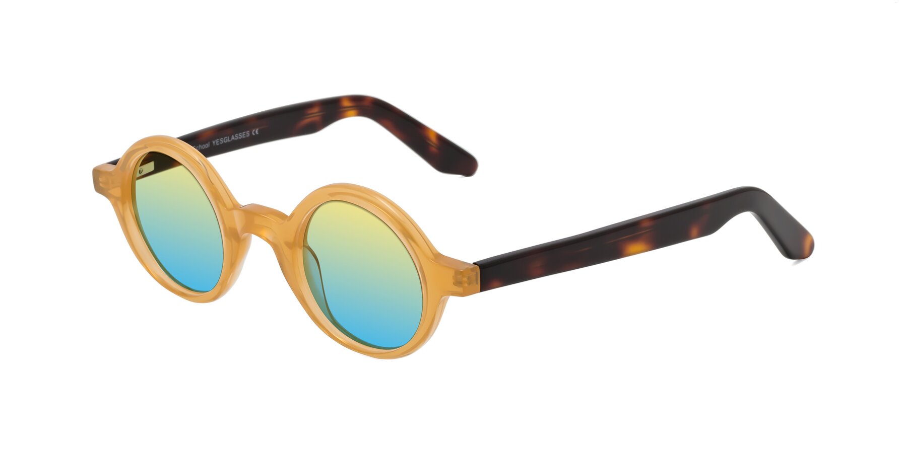 Angle of School in Light Orange with Yellow / Blue Gradient Lenses