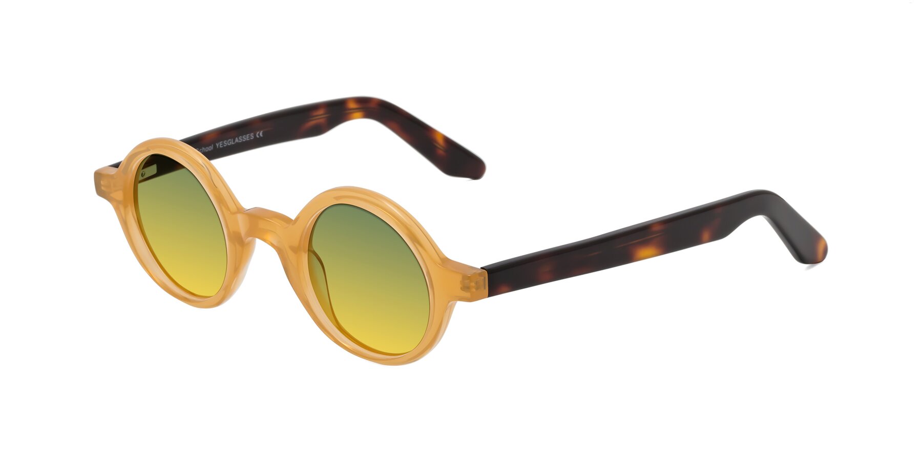 Angle of School in Light Orange with Green / Yellow Gradient Lenses