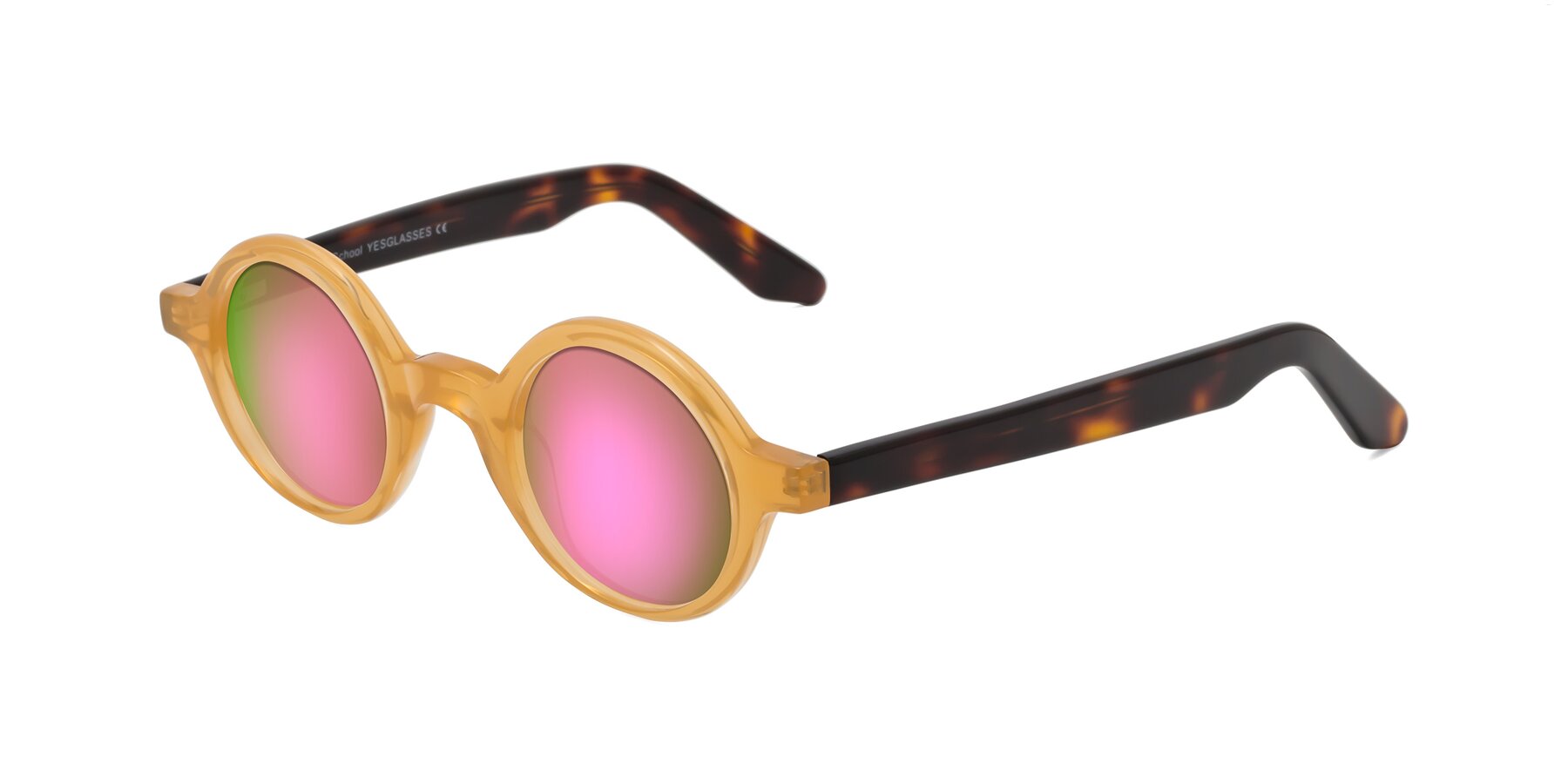 Angle of School in Light Orange with Pink Mirrored Lenses