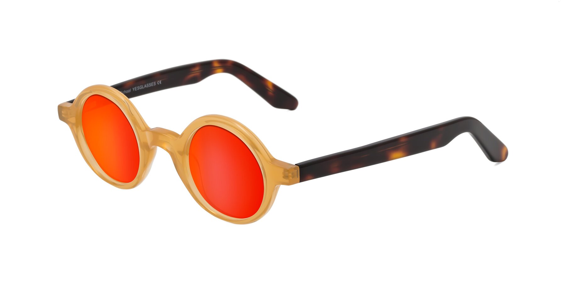 Angle of School in Light Orange with Red Gold Mirrored Lenses