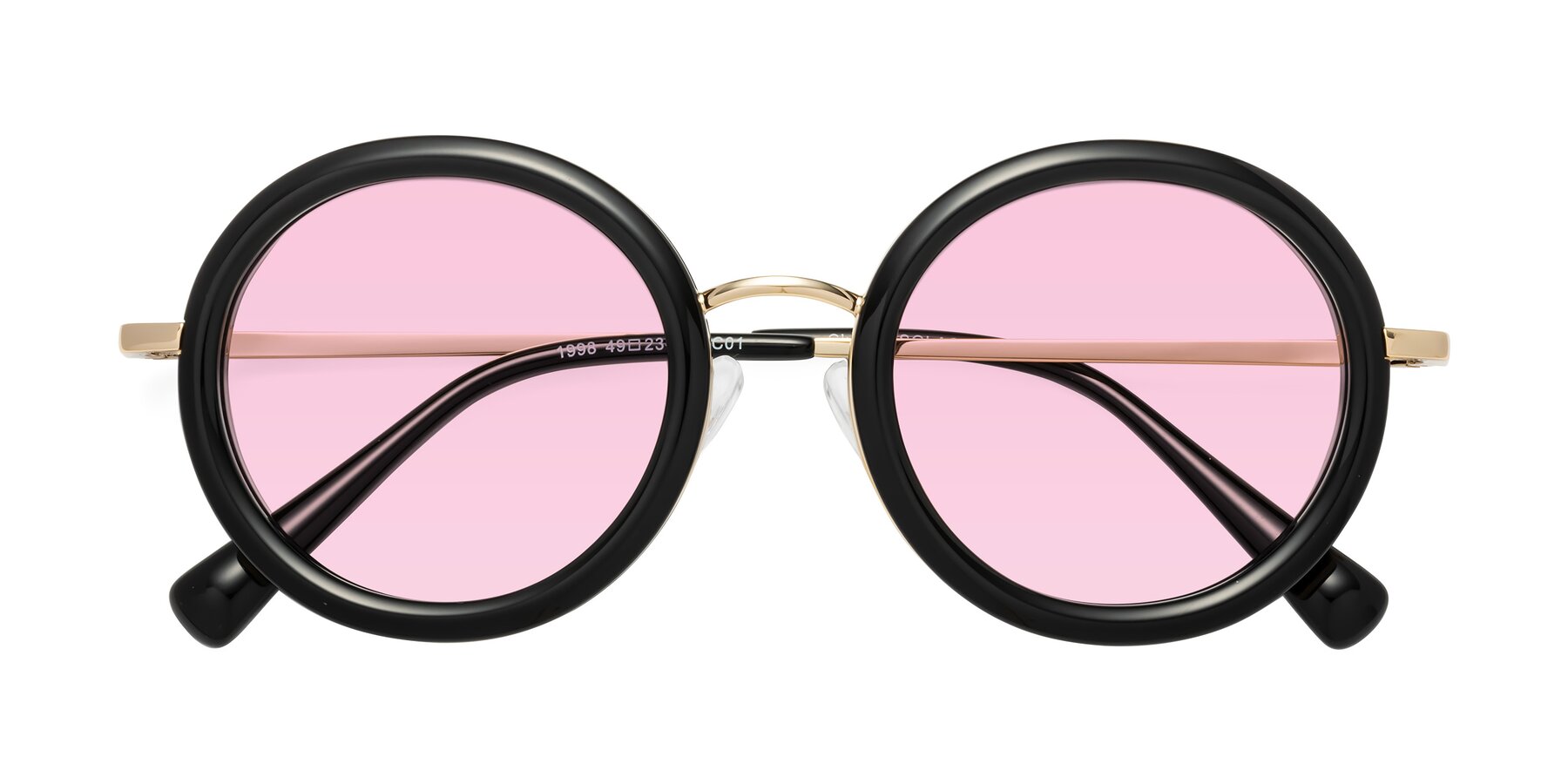 Folded Front of Club in Black-Gold with Light Pink Tinted Lenses