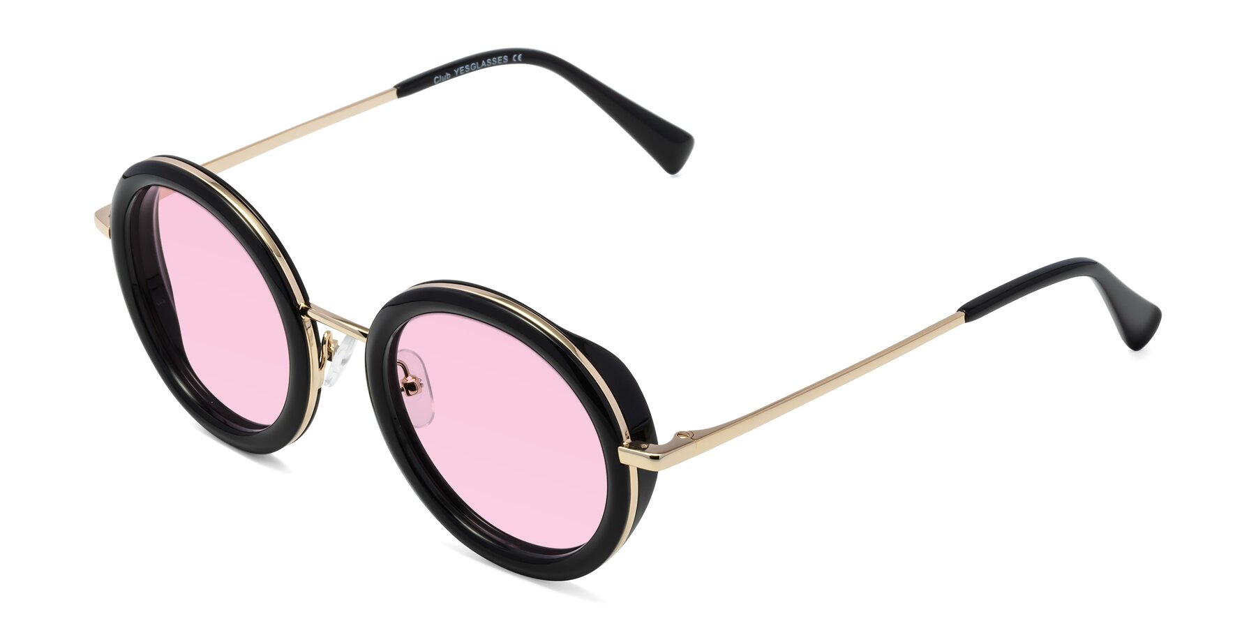 Angle of Club in Black-Gold with Light Pink Tinted Lenses