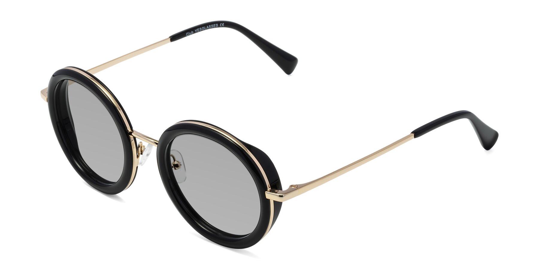 Angle of Club in Black-Gold with Light Gray Tinted Lenses