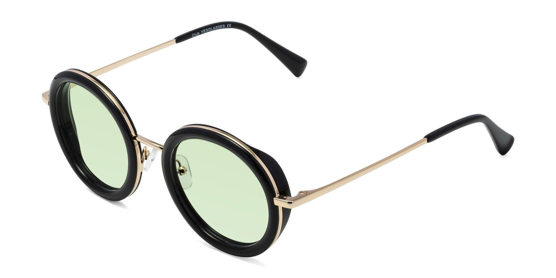 Angle of Club in Black-Gold with Light Green Tinted Lenses