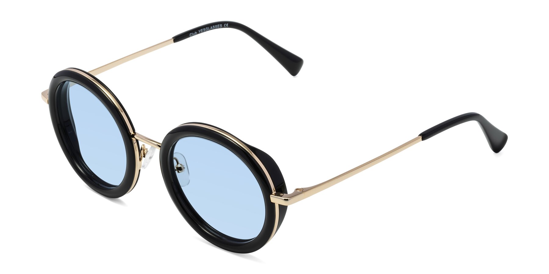 Angle of Club in Black-Gold with Light Blue Tinted Lenses