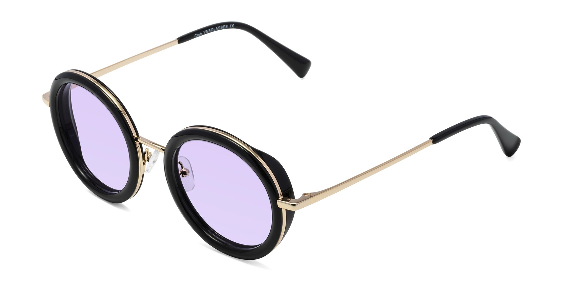 Angle of Club in Black-Gold with Light Purple Tinted Lenses