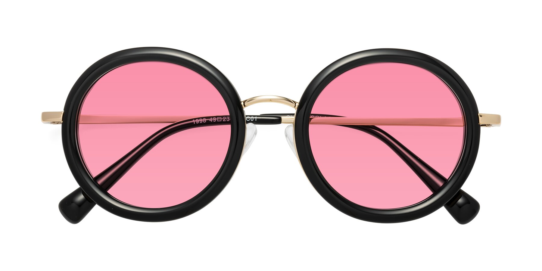 Folded Front of Club in Black-Gold with Pink Tinted Lenses