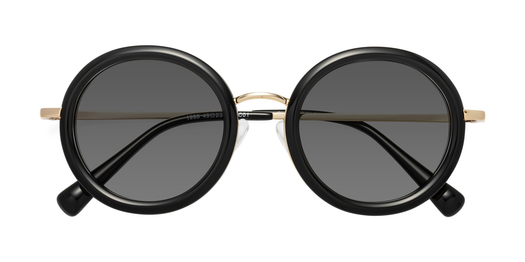 Folded Front of Club in Black-Gold with Medium Gray Tinted Lenses