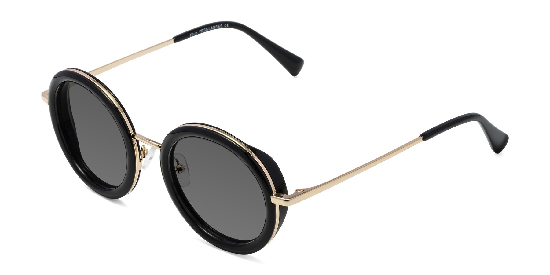 Angle of Club in Black-Gold with Medium Gray Tinted Lenses