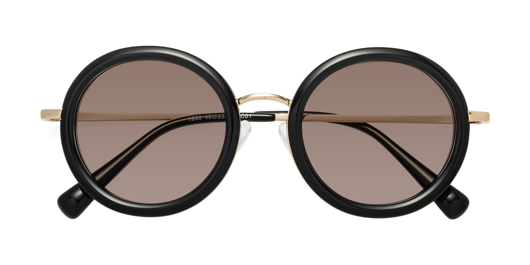 Folded Front of Club in Black-Gold with Medium Brown Tinted Lenses