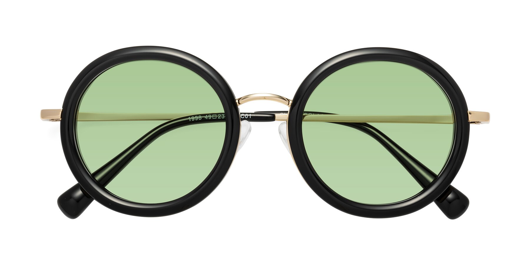 Folded Front of Club in Black-Gold with Medium Green Tinted Lenses