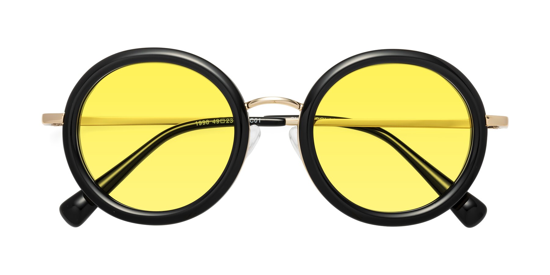 Folded Front of Club in Black-Gold with Medium Yellow Tinted Lenses