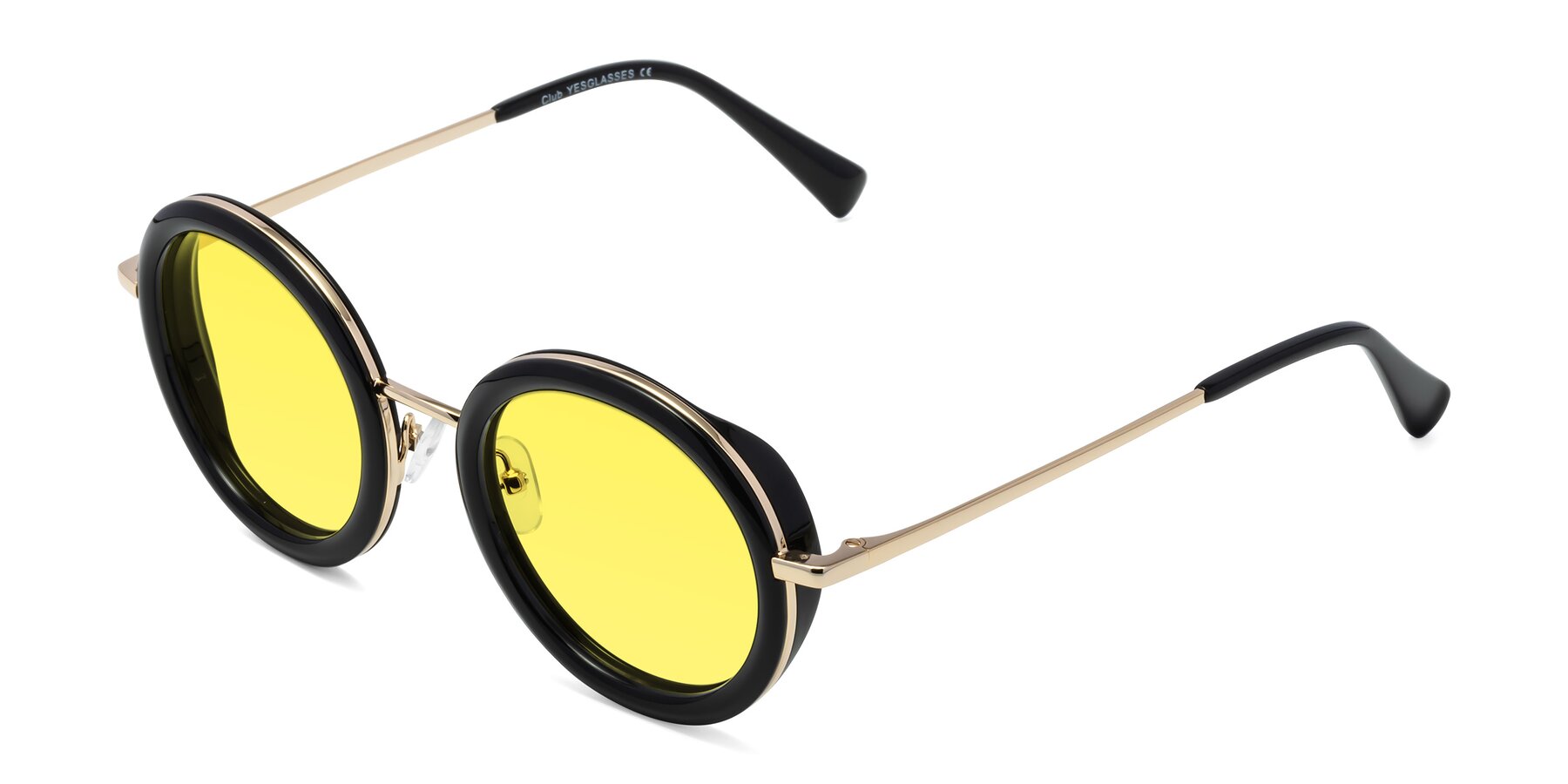 Angle of Club in Black-Gold with Medium Yellow Tinted Lenses