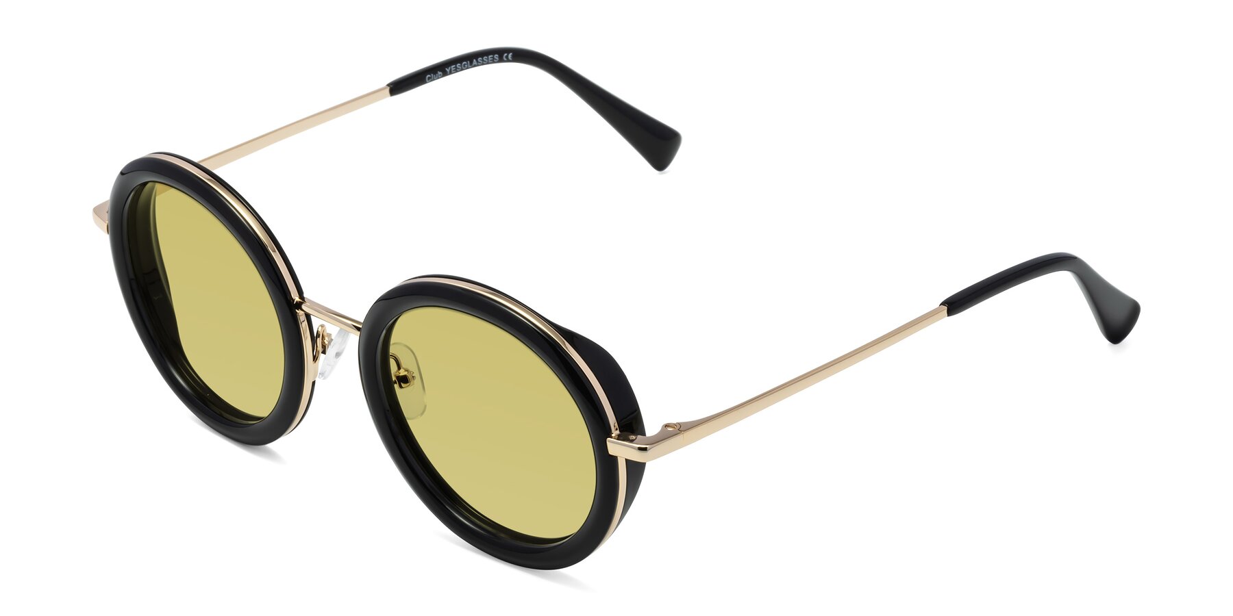 Angle of Club in Black-Gold with Medium Champagne Tinted Lenses