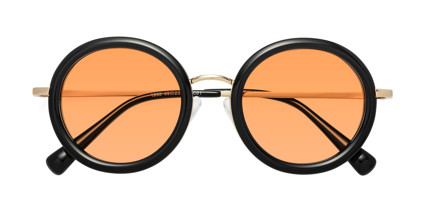 Folded Front of Club in Black-Gold with Medium Orange Tinted Lenses