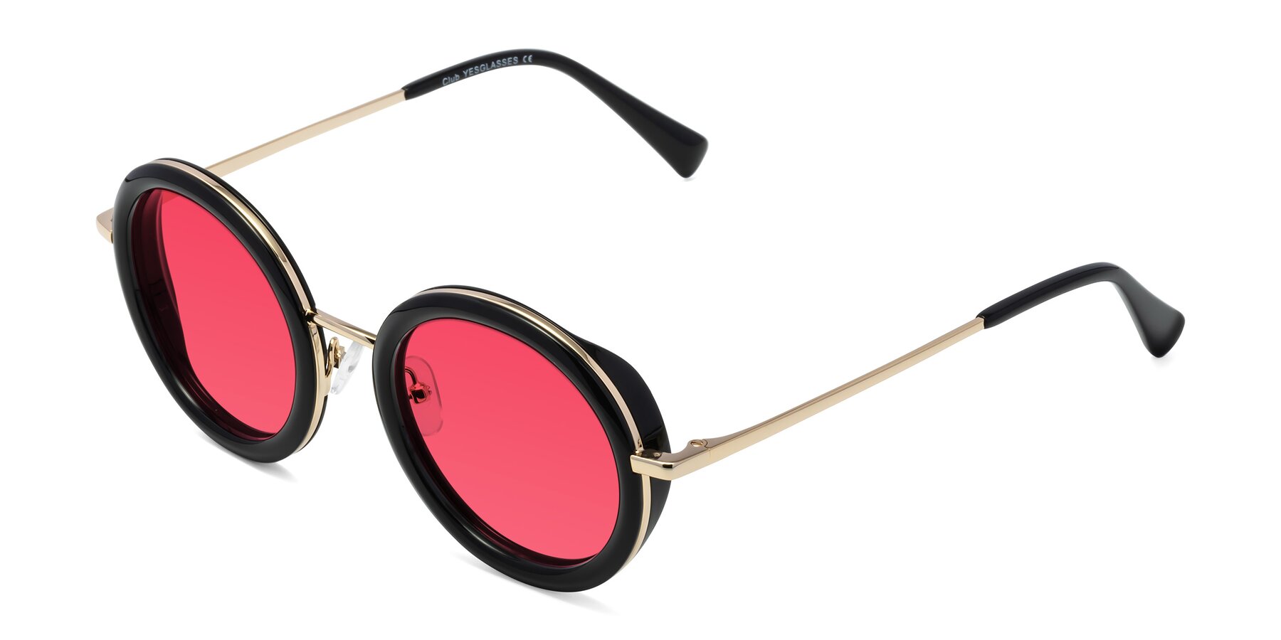 Angle of Club in Black-Gold with Red Tinted Lenses