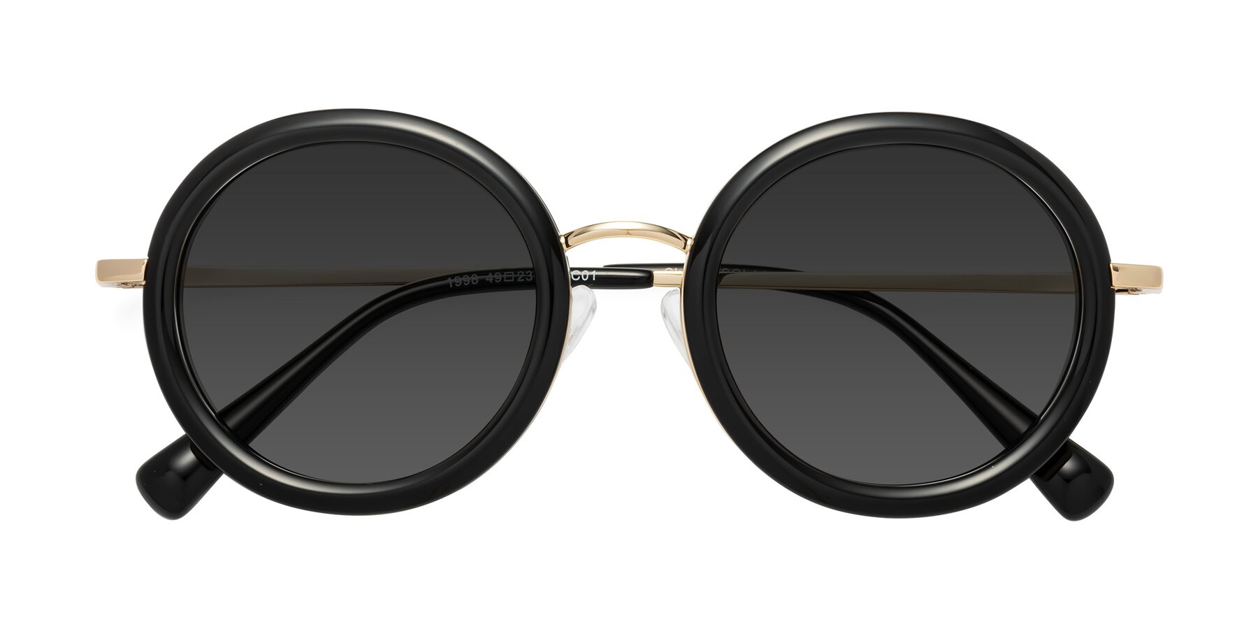 Folded Front of Club in Black-Gold with Gray Tinted Lenses