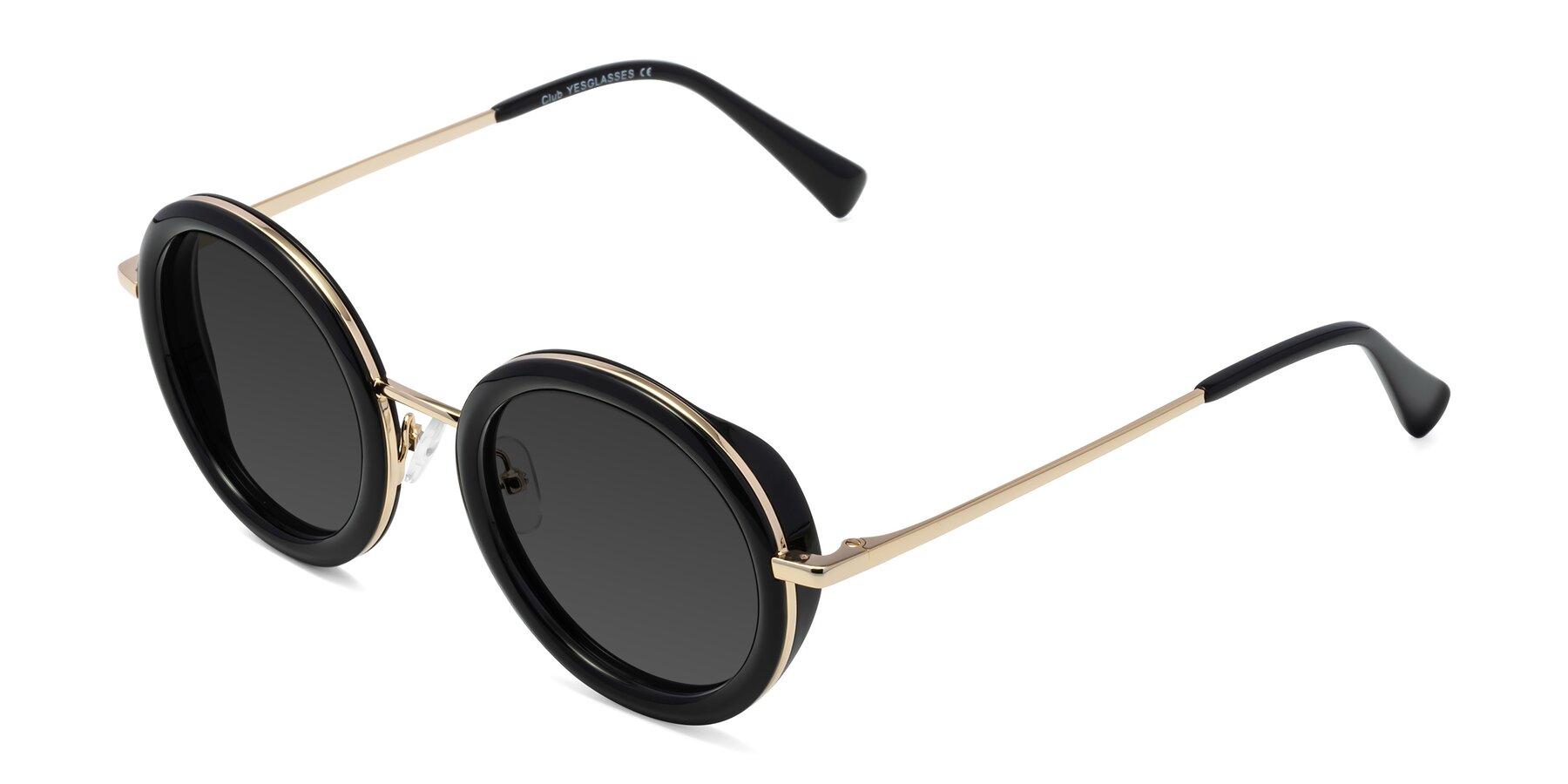 Angle of Club in Black-Gold with Gray Tinted Lenses
